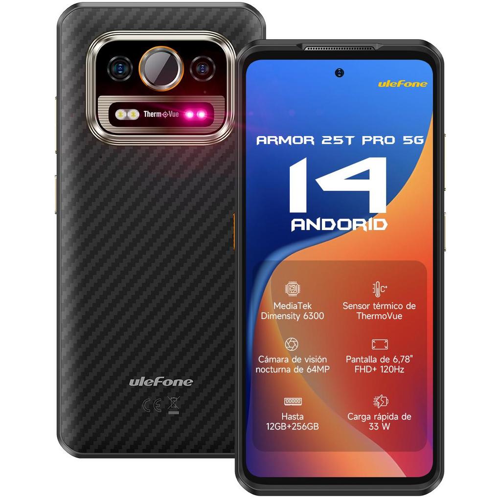 Ulefone Armor 25T Pro 5G Телефон с тепловизором, защищенный, Android 15, 33 Вт, 64 МП, ночное видение, NFC, водонепроницаемый смартфон, Глобальная версия