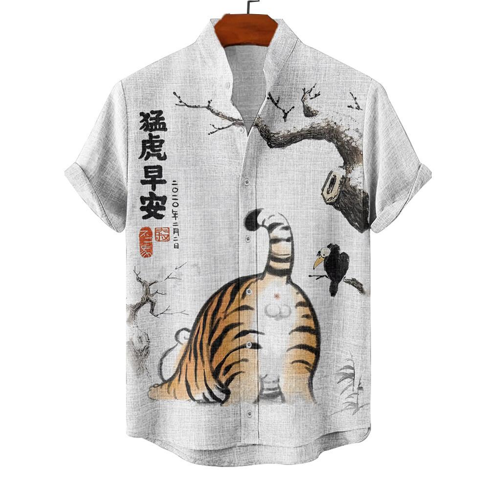 Классические гавайские рубашки с короткими рукавами и принтом в стиле тики-клуба для девушек-хула и ретро-автомобилей для мужчин, модные гавайские рубашки, пляжные блузки