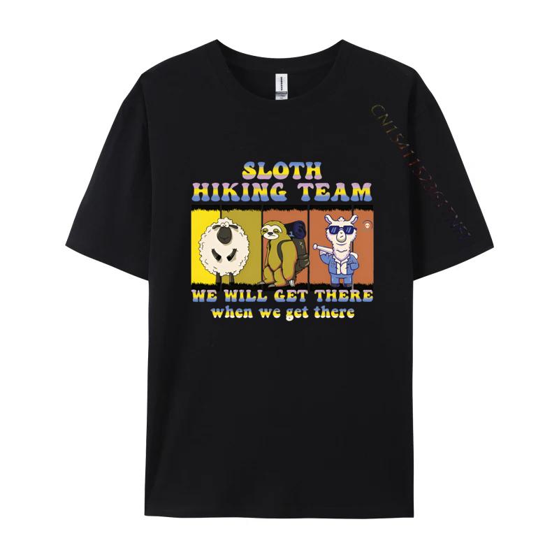 Sloth Llama Hiking Team We Will Get There Tshirt Men Stylish T Shirts TShirt Alternative Men Clothes Normal