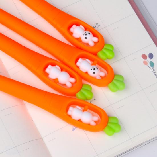 Милые гелевые ручки в форме кролика и морковки, гладкое письмо, мультяшные чернильные ручки для заметок и школы, забавные ручки-животные, новинка для подростков и офиса