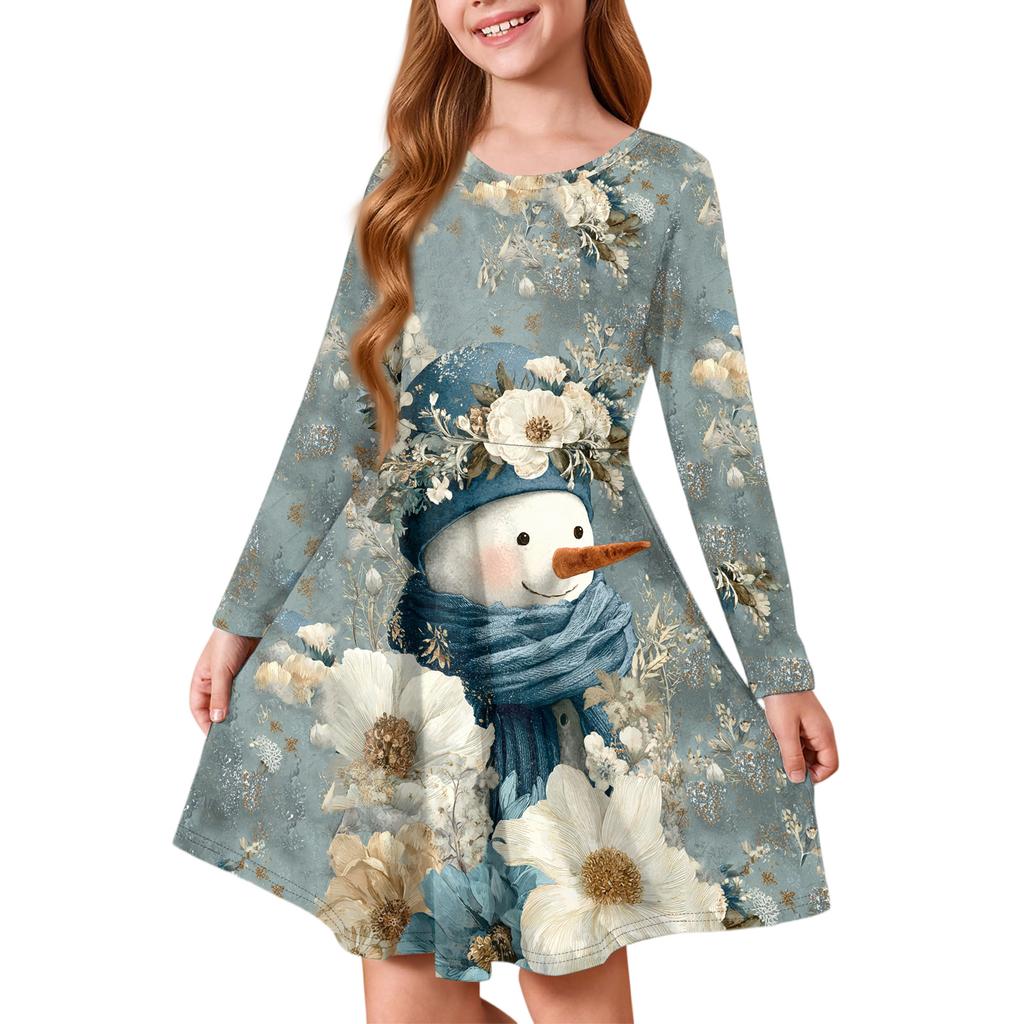 Girls' Princess Dress - Long Sleeve A-Line T-Shirt Dress Christmas Day