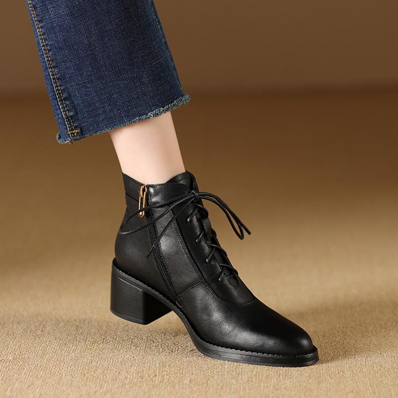Женские сапоги из натуральной кожи, лидер продаж, осенняя обувь для женщин, зимние сапоги ручной работы, туфли на толстом каблуке с круглым носком, Zapatos Mujer