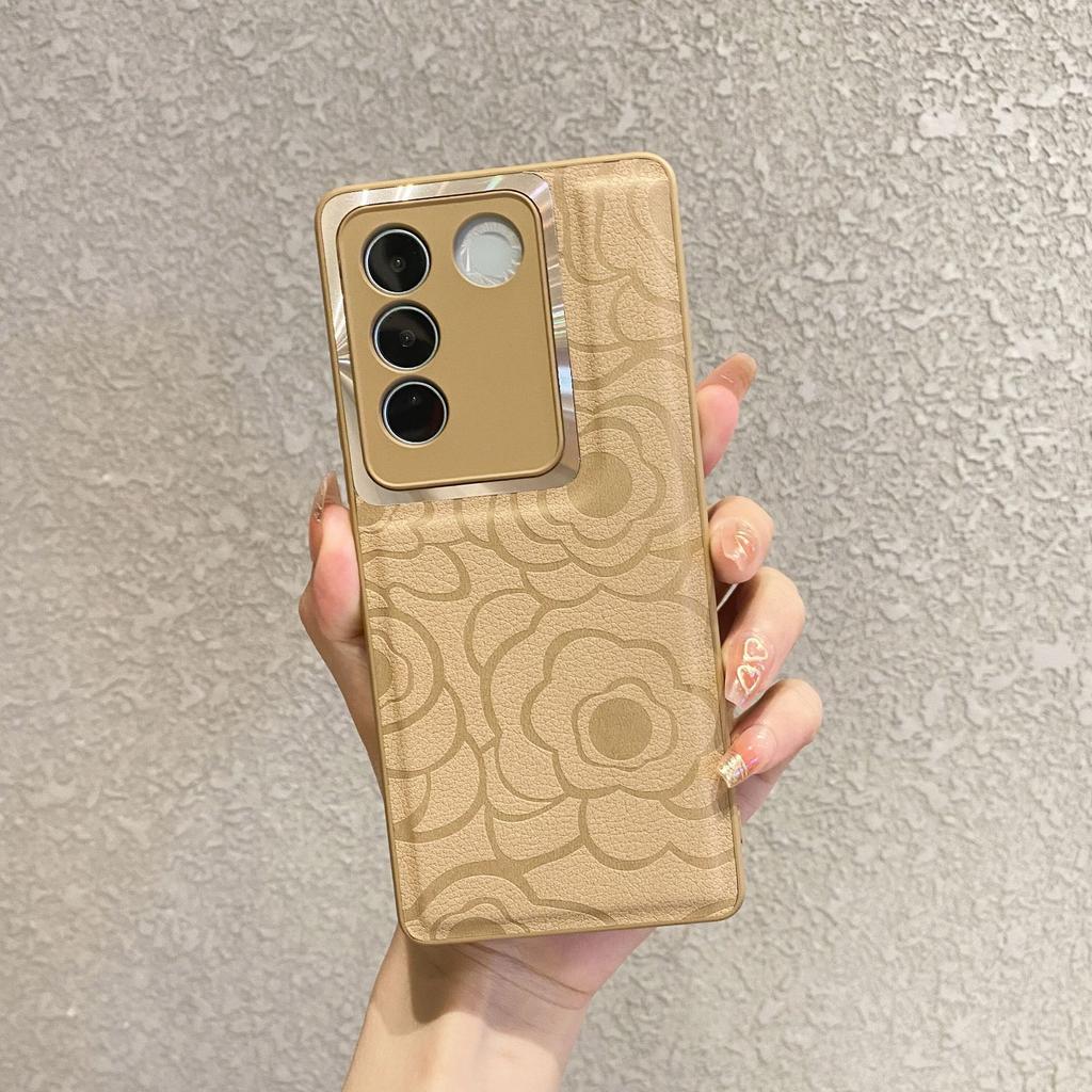 Подходит для чехла для телефона VivoX200 Камелия Полная упаковка S20PRO Кожаный с тиснением X100spro Чехол с защитой от падения