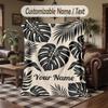 Tree Life Seasons Theme Throw Blanket Custom Name Text Personalized Blanket Soft Cozy Blanket for Home Sofa Bed