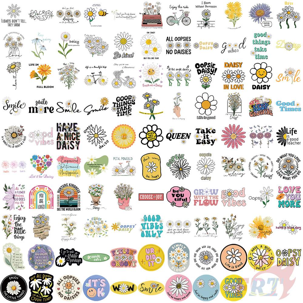 100Pcs/Set Daisy Flowers Healing Slang Stickers DIY Fashion Decals Stickers