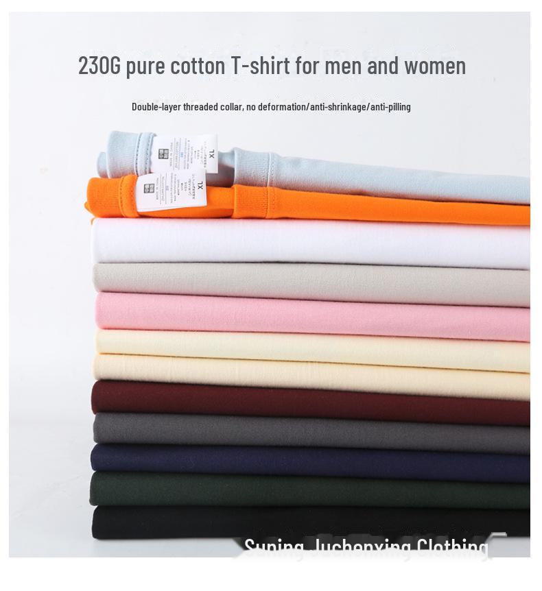 Футболка из плотного чистого хлопка плотностью 230 г, с коротким рукавом и свободными плечами, с фирменным логотипом — однотонная, унисекс.