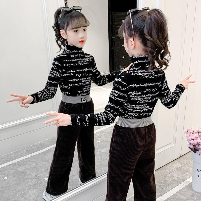 Футболка с длинными рукавами в стиле вестерн для девочек, текст на английском языке, весна/осень, базовый слой из немецкого бархата