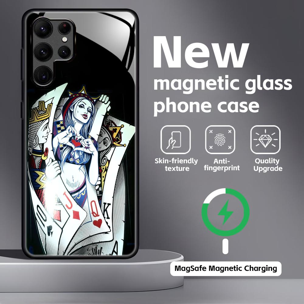 poker Phone Case For Samsung S26 S25 S24 S23 S22 S21 Plus Ultra Note20 Glass Magnetic Case