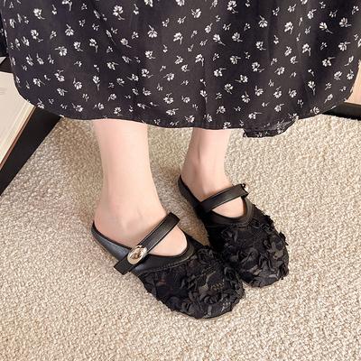 Французская сумка с плоским дном, полутапочки, женская обувь для улицы, новые сетчатые дышащие и удобные сандалии на мягкой подошве лето 2025