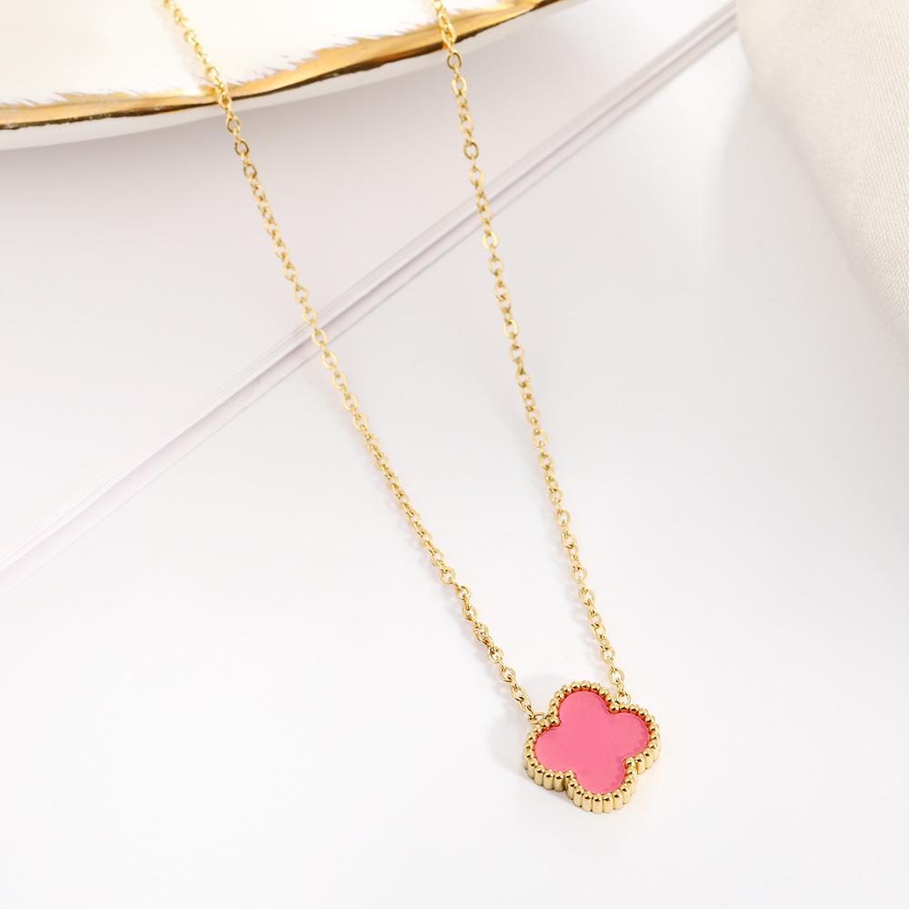 Модное двухстороннее ожерелье с четырьмя листочками клевера, простое бесцветное ожерелье Lucky Grass из титановой стали на ключицу, роскошное высококачественное женское ожерелье