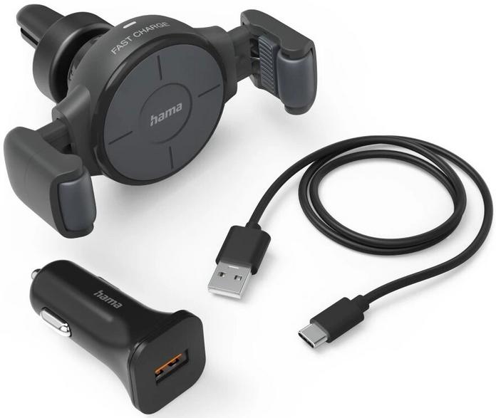 Car holder with inductive charger hama fc 10 flex set 10w black