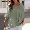 Cotton T-shirt V-neck Short Sleeve Loose Women's Shirt Casual Tops