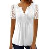2024 Женская кружевная блузка с коротким рукавом и пуговицами, модные ажурные вязаные крючком рубашки, женские плиссированные топы, Blusas Mujer 30666