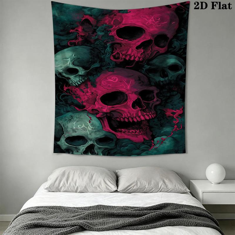 Skull Artwork Dark Dramatic Tapestry Wallmounted Background Cloth Atmospheric Background Cloth Homestay Soft Decoration Tapestry Wall Decoration
