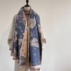 Winter Shawl Fashionable And Elegant Korean Version Butterfly Flower Imitation Cashmere Scarf Women'S Thickened Warm And Cold Scarf