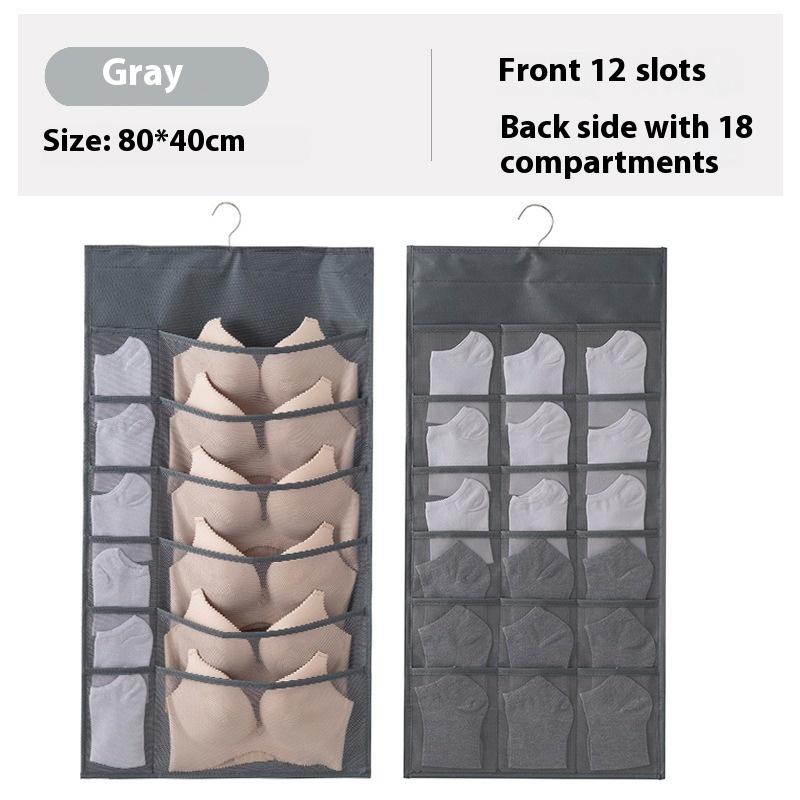 Non-Woven Double-Sided Underwear Storage Bag Wardrobe Hanging Bag Folding Clothing Organizer Transparent Socks Bra Storage Bags