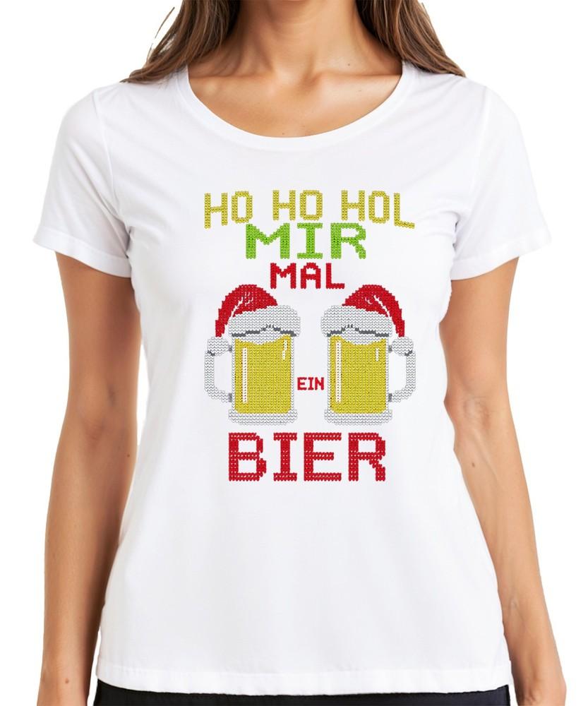 Ho Ho Get Me A Beer Christmas Knit Beer Mug Beer Lover Ladies TShirt