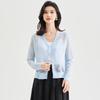 Women's Silk Blend Hollow-Out V-Neck Knit Cardigan