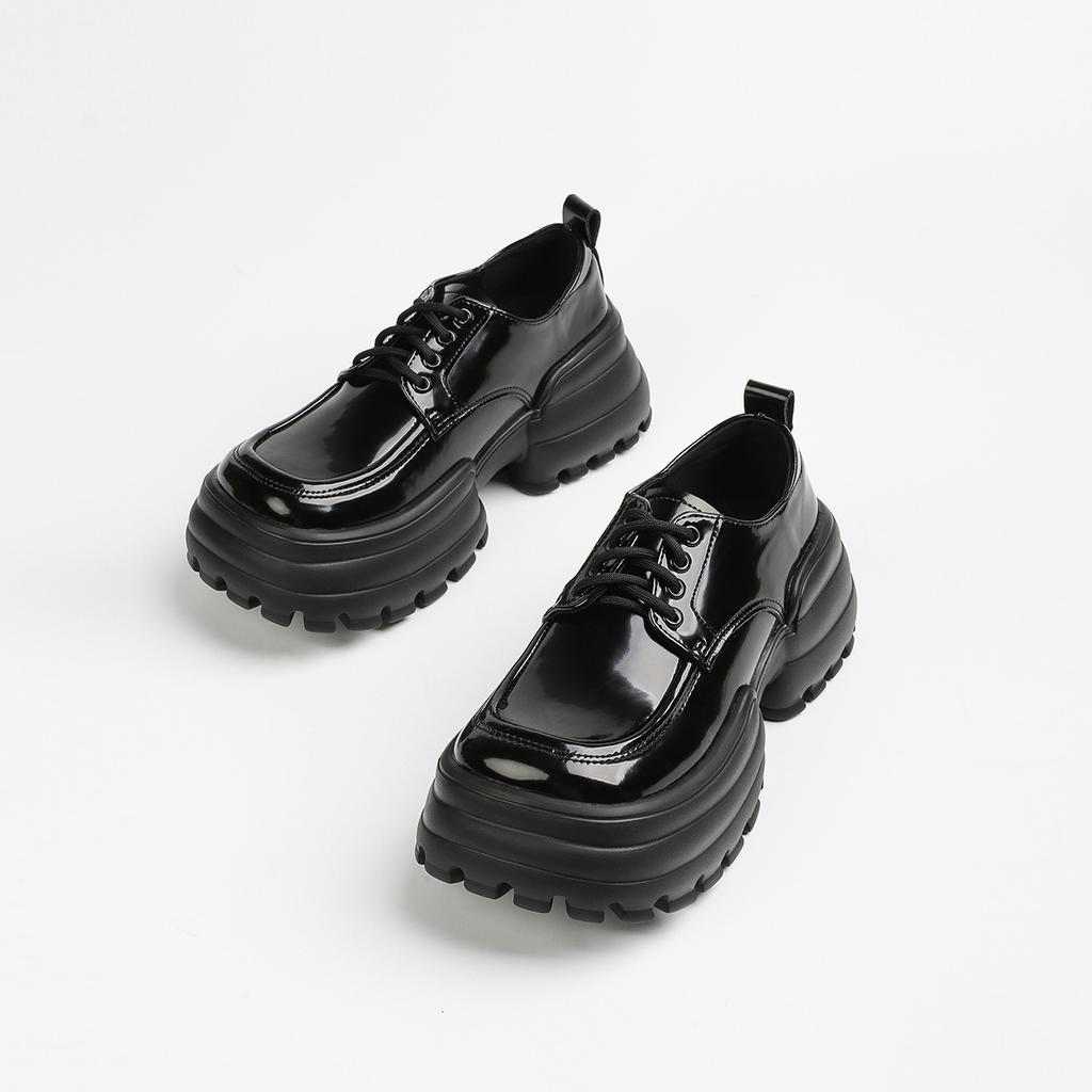 Лоферы на толстой подошве, женские, новые весенние, квадратный носок, спортивные, повседневные, с кисточками, на шнуровке, одинарные, британский стиль, маленькие кожаные туфли