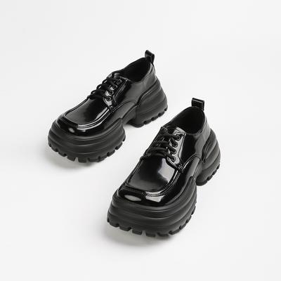 Лоферы на толстой подошве, женские, новые весенние, квадратный носок, спортивные, повседневные, с кисточками, на шнуровке, одинарные, британский стиль, маленькие кожаные туфли