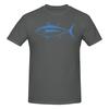 Cute Albacore Tuna Fish In Aegean Blue And White Straight Leg Tshirt Minimalist Commuting Classic Colors Tees