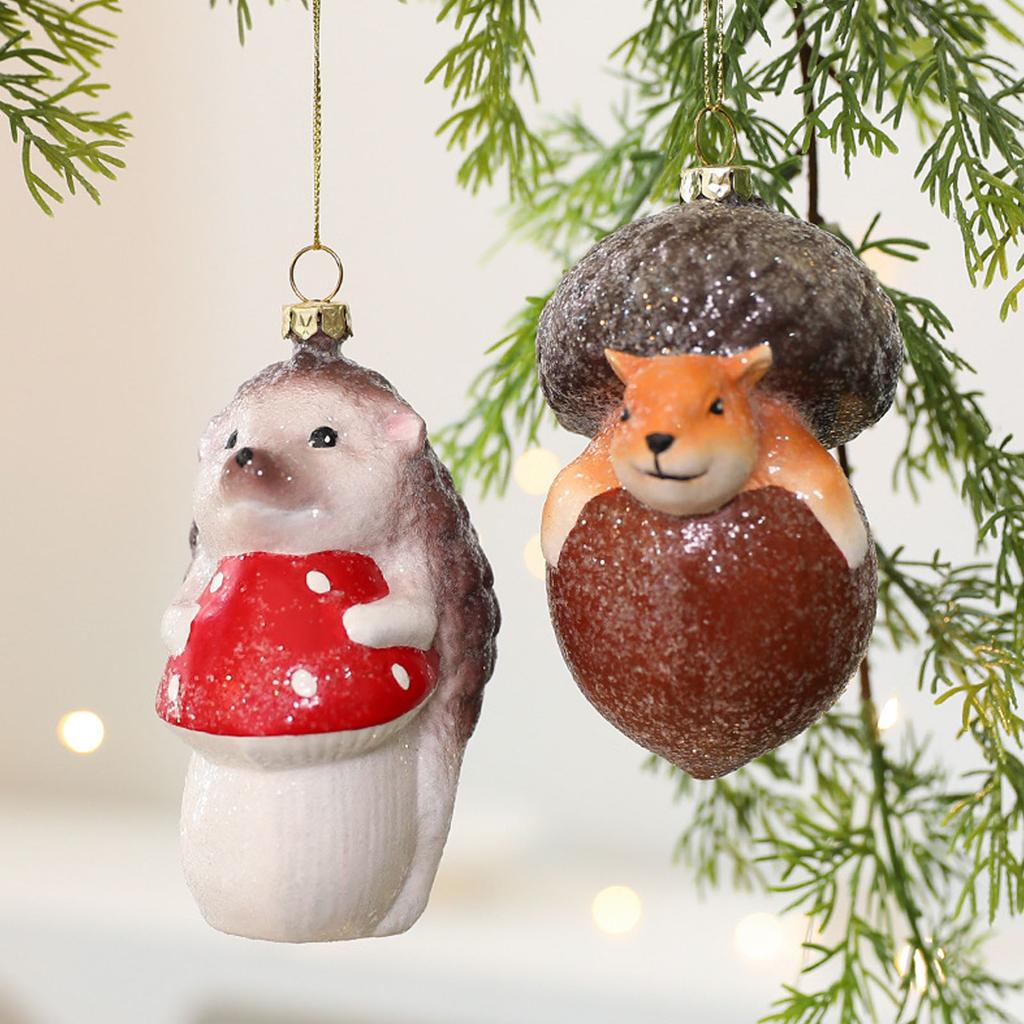 Fox And Hedgehog Shaped Christmas Ornaments Plastic Animal Decoration For Indoor Outdoor Holiday Party Home Tree