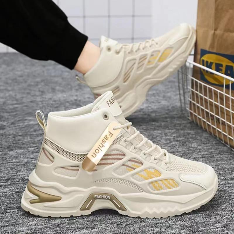 Men's High Top Sneakers Summer Breathable Air-cushion Running Shoes Male Ankle Boots Fashion Designer Non Slip Tennis Shoes