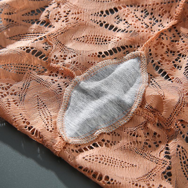 Plus Size Women's Back Hollow Lace Panties Sexy Breathable Briefs Shaped Like Peacock Feather Underwear