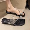 Модные хрустальные шлепанцы с перемычкой для пальца, женские, модные туфли на плоской подошве, нарядные, удобные, женские летние повседневные сандалии, новый тренд 2025, Zapatos De Mujer
