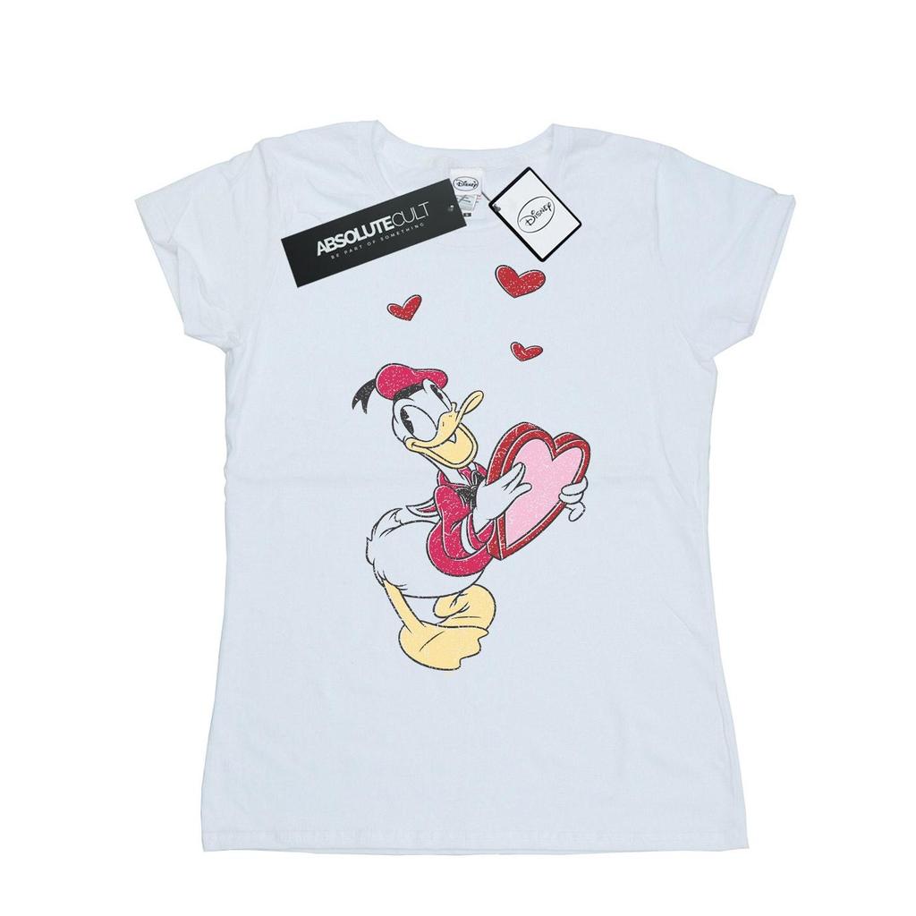 Disney Womens/Ladies Donald Duck Love Heart Cotton T-Shirt