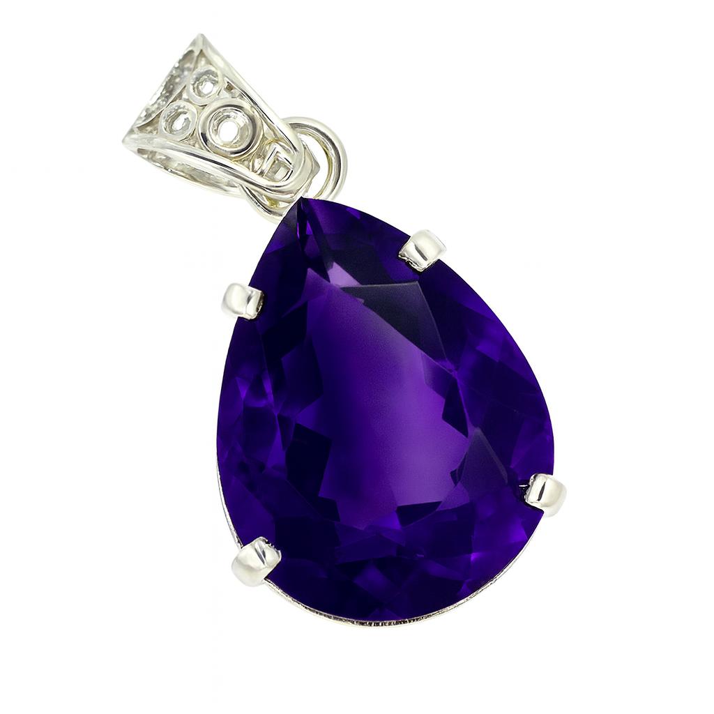Natural Purple Sapphire Certified 21 Ct Fancy Pendant 925 Sterling Silver AI-104-NS