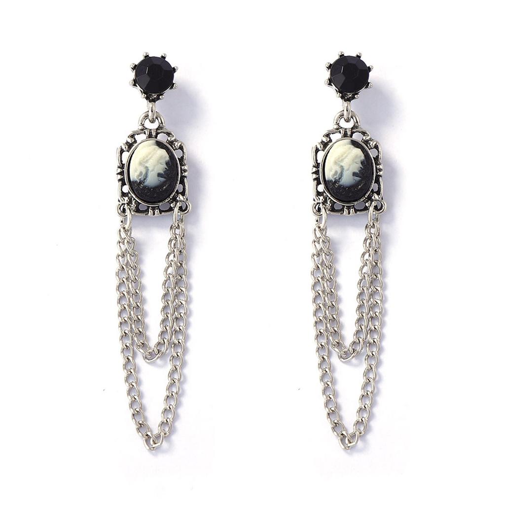 Vintage Geometric Oval Round Drop Earrings for Women Ladies Exaggerated Tassel Chains Pendant Earrings Party Jewelry Accessories