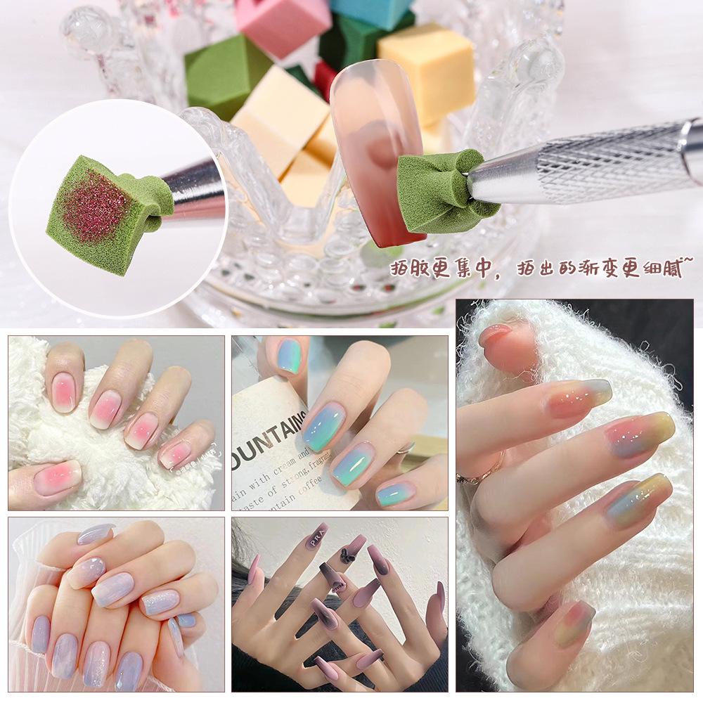 Nail Art 1Cm Mini Tofu Cubes Pat Glue Scratch Pen Tool Set Sponge Gradual Change Smudge Blush Small Square