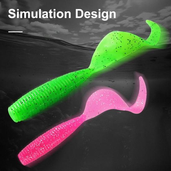 30/60Pcs/Set 3.5/5/7CM Curly Tail Worm Lure with Hook Colorful Soft Artificial Bait Saltwater Freshwater Bass Snakehead Trout Fishing Accessories