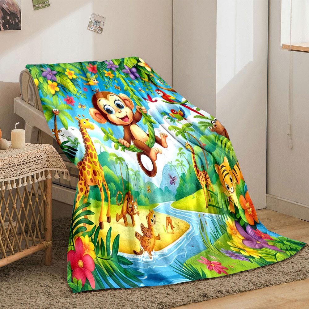 Jungle Adventure with Animals print blanket soft and cozy perfect for the living room bed sofa or a nap,gift