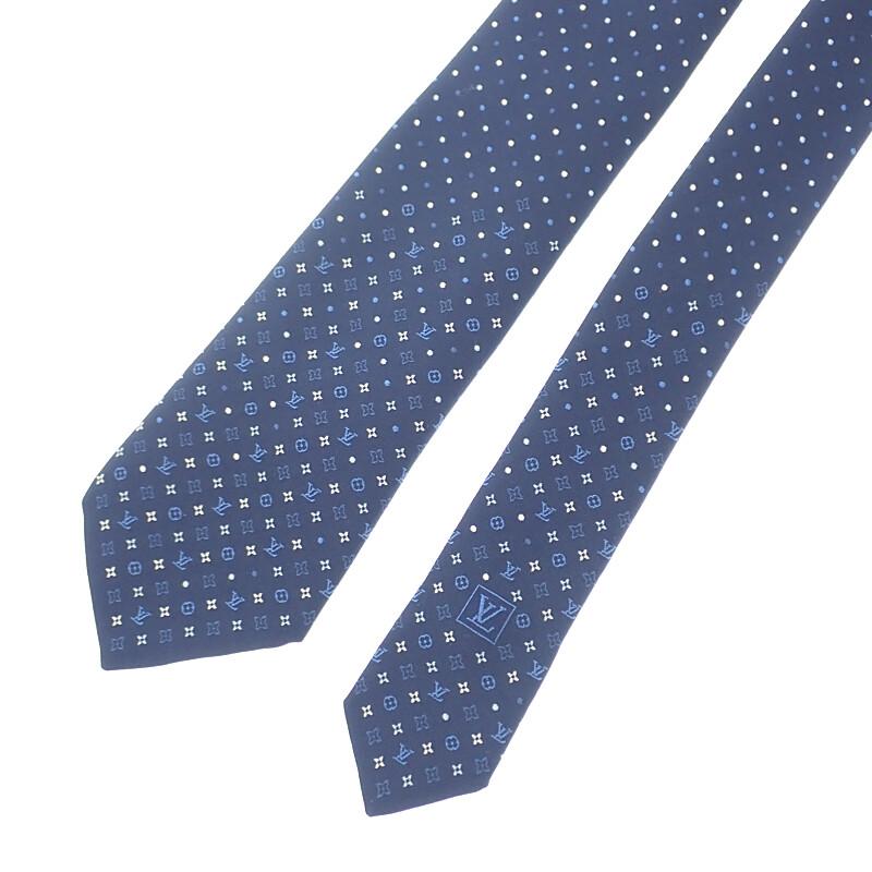 Louis Vuitton M76844 Галстук Monogram темно-синий шелковый мужской