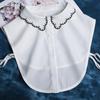 Embroidery Fake Collar Shirt Women White Chiffon False Collars Woman Detachable  Collar For Sweater Removable Half Shirt Tie