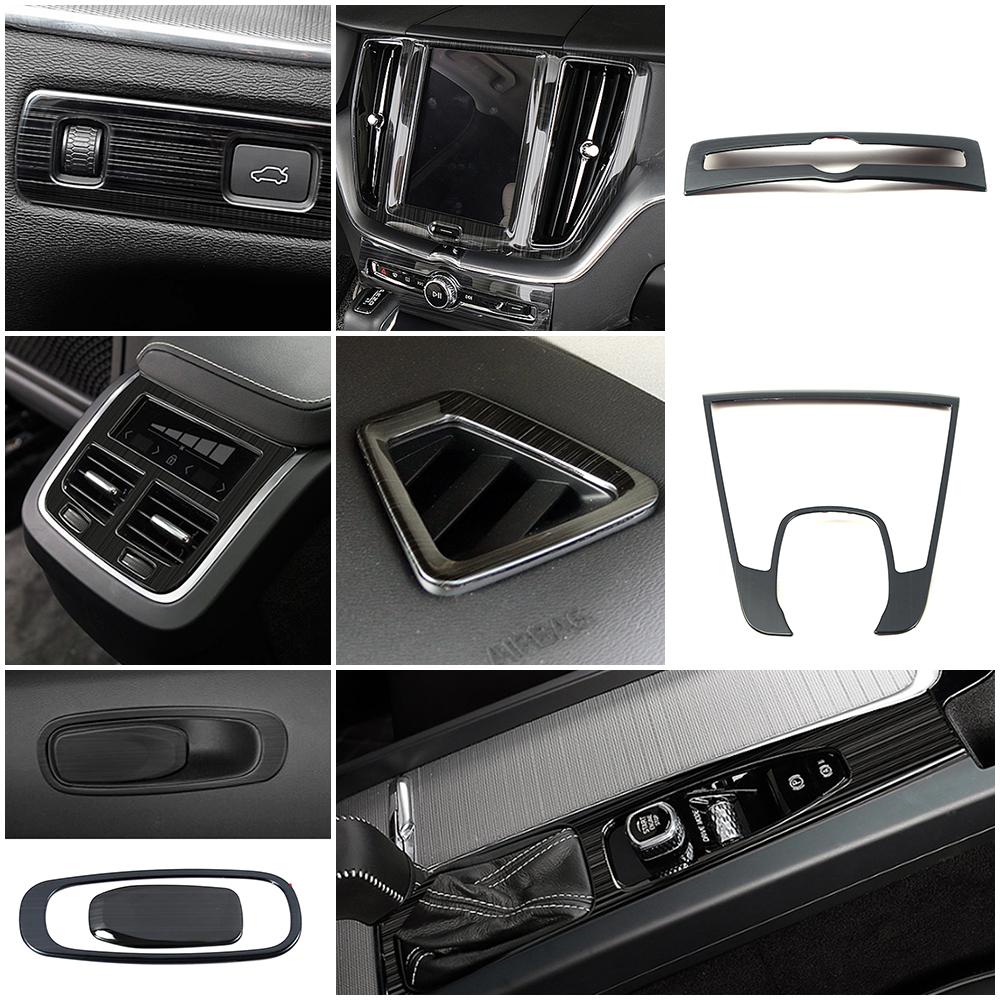 For Volvo XC60 2018-2022 Headlight Switch Button Decoration Cover Air Conditioner Vent Outlet Trim Interior Black
