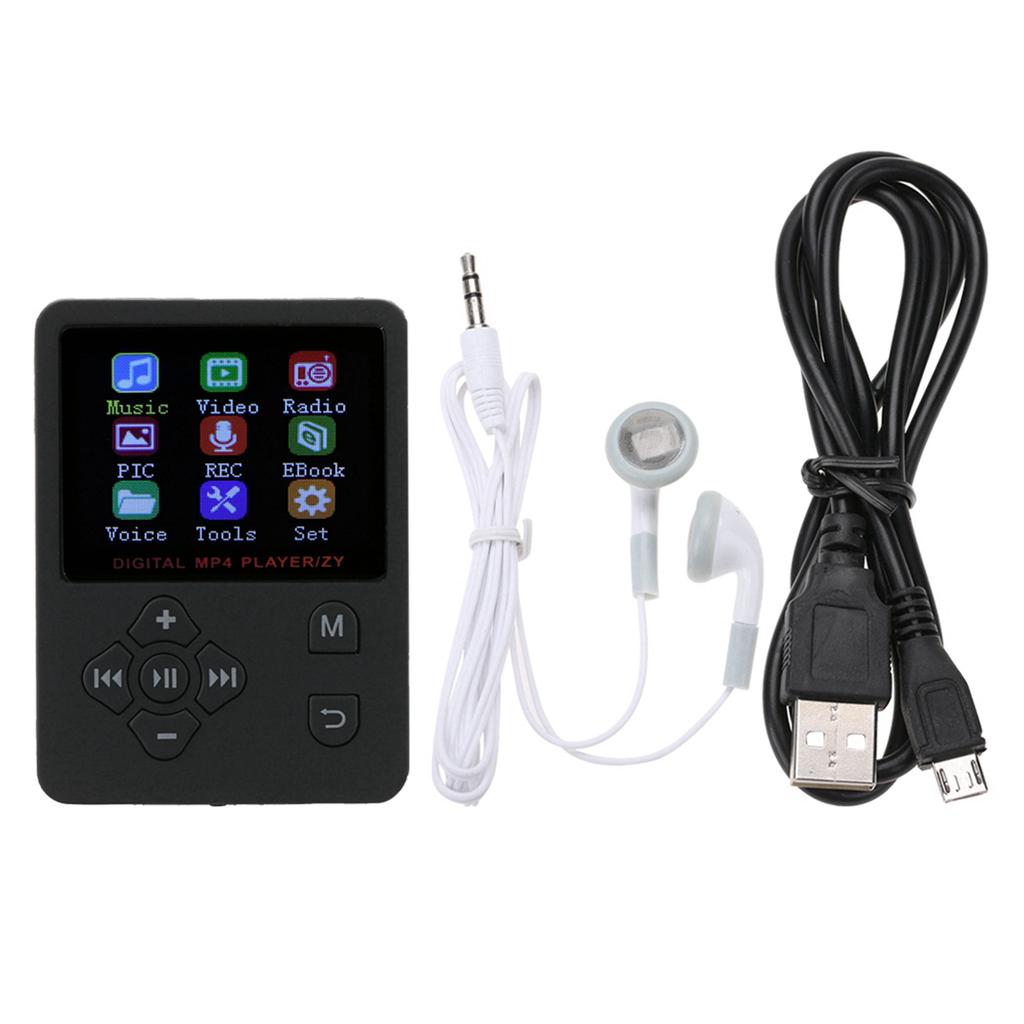 Thin Lightweight Portable Color Screen HiFi MP3 MP4 Music Player USB2.0 Cross Button Black