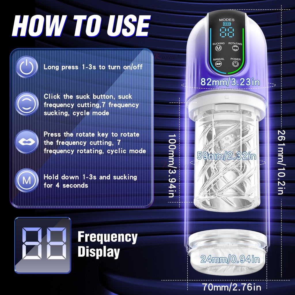 2025 Новые автоматические мужские мастурбаторы LED 7 вращающиеся сосущие вода СПА настоящая киска взрослая мастурбационная чашка секс-игрушки для мужчин минет машина