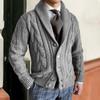 2025 Winter New Knitted Cardigan Men's Turn-down Collar Long Sleeve Twisted Sweater
