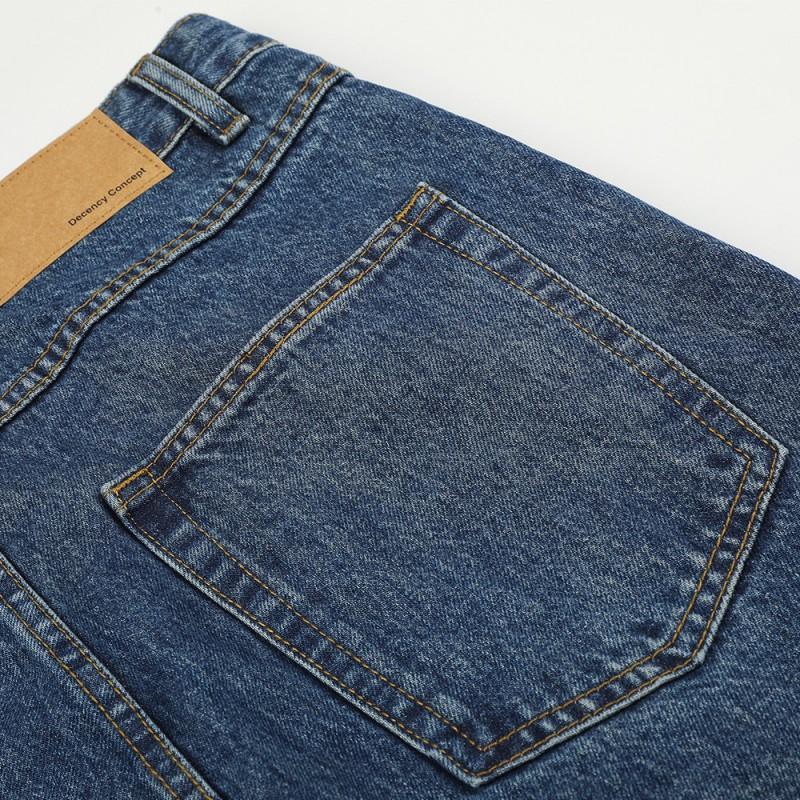 Mens High Street Straight Leg Jeans Casual Basic Washed Denim Pants Youth Fashion