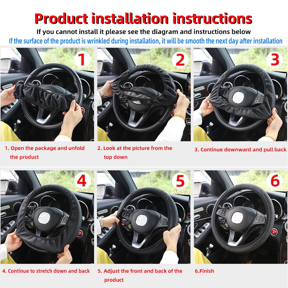 Car Steering Wheel Cover Anti Slip Breathable Leather Wheel Protector Car Styling Accessory Steering Universal Interior 37- W0U0