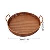Storage Tray Round Rattan Woven Tray Fruit Breakfast Tea Storage Basket Desktop Sundries Organizer Bread Plates With Wood Handle