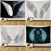 Black and White Angel Wings Art Pattern Tapestry Home Bedroom Living Room Dormitory Wall Decoration Background Cloth Tapestry
