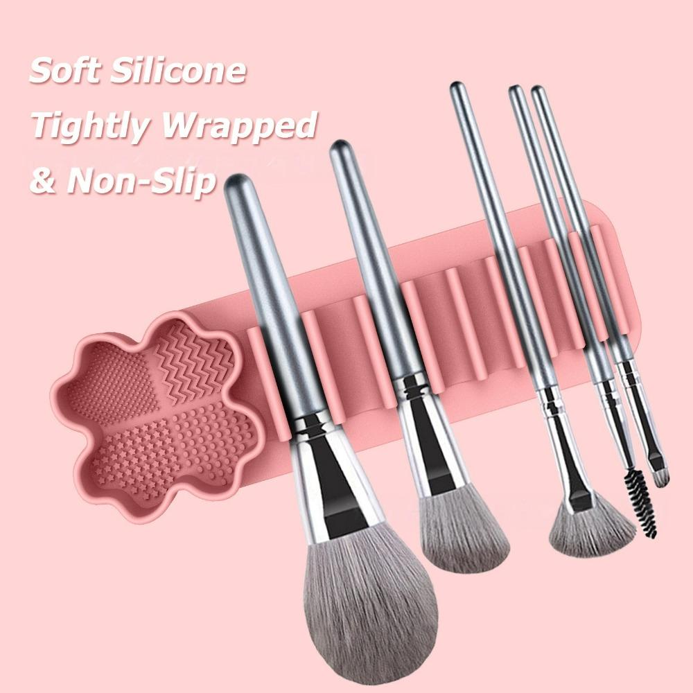 Versatile Silicone Makeup Brush Holder for Wall Mounting, Reusable Suction Cup Organizer for Brushes, 3-In-1 Rack for Washing
