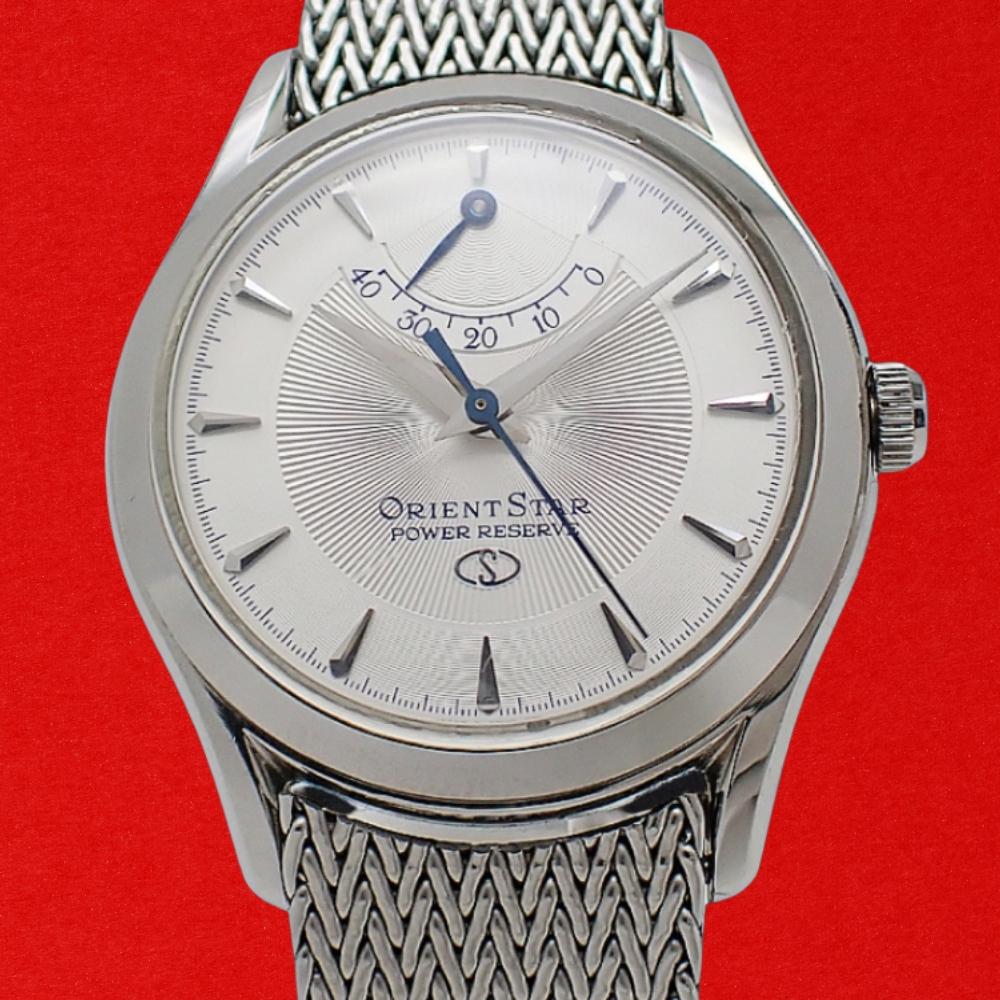 ORIENT STAR POWER RESERVE Ref. EW00-C1 Cal. 46F40 Silver Guilloche Dial, Milanese Mesh Bracelet Used