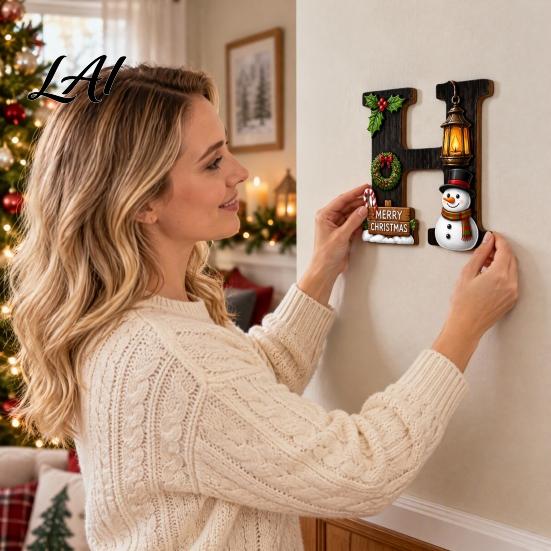 Wall Art for Holiday Season Christmas Home Sign Merry Wooden Hanging 2D Flat Indoor Party Supplies Letter Ornament Living Room Bedroom Decor Rustic