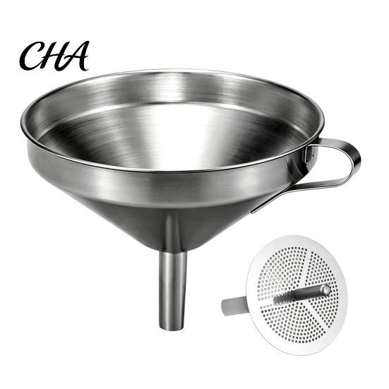 Wide Mouth Funnel for Jars Stainless Steel with Filter And Handle, Leak Proof Heavy Duty Kitchen Funnel, Filling Oil Juice Wine Precise Pouring