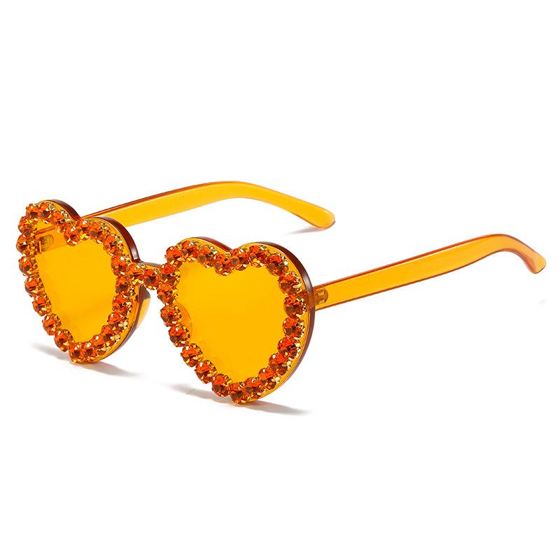 Sunglasses, Personalized Love Diamond-Encrusted Glasses, Versatile Peach Heart Sunglasses For Women